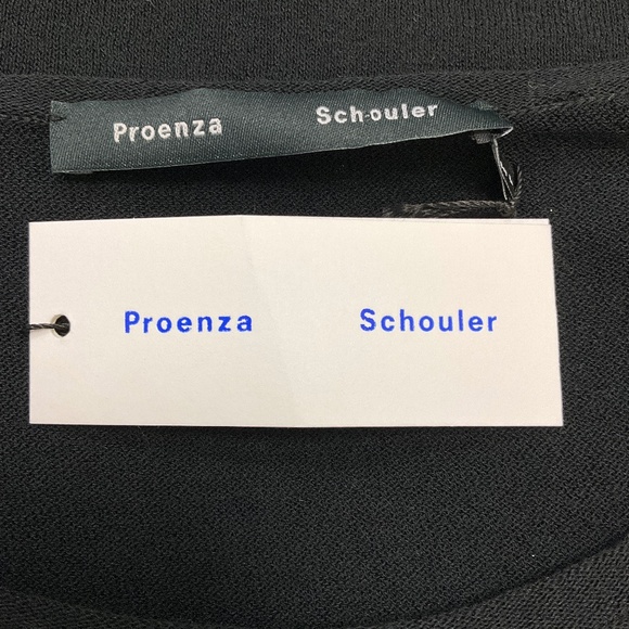 PROENZA SCHOULER BLACK / NAVY FEATHERWEIGHT COTTON SILK LEWIS SWEATER - Picture 5 of 5